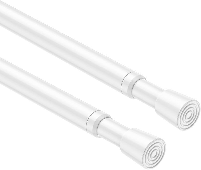 MEXAU 2PCS Small Tension Curtain Rod 27 to 38 Inch,White Short Curtain Rods No Drilling,Loaded Expandable Spring Curtain Rods for Windows Kitchen,Closet,Cupboard,Door,Bookshelf - Image 1